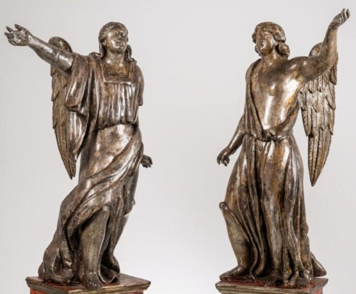 louis xiv angel sculptures late 17th century set of 2 2