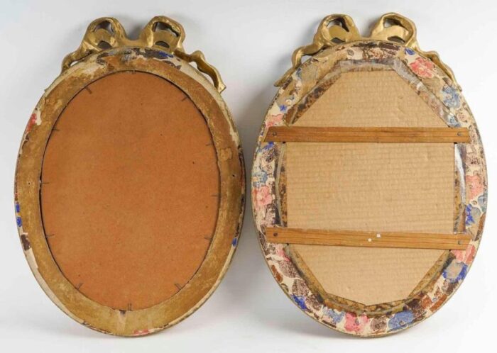 louis xvi style wood and gilded stucco mirrors set of 2 5