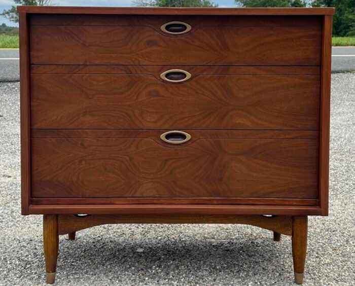 mainline by hooker walnut three drawer chest dresser newly refinished 1687