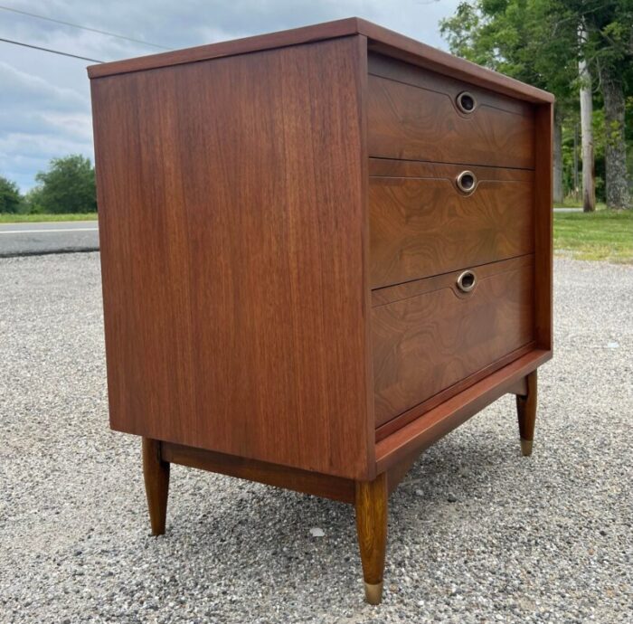 mainline by hooker walnut three drawer chest dresser newly refinished 4064