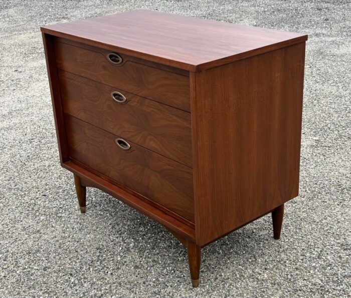 mainline by hooker walnut three drawer chest dresser newly refinished 7193