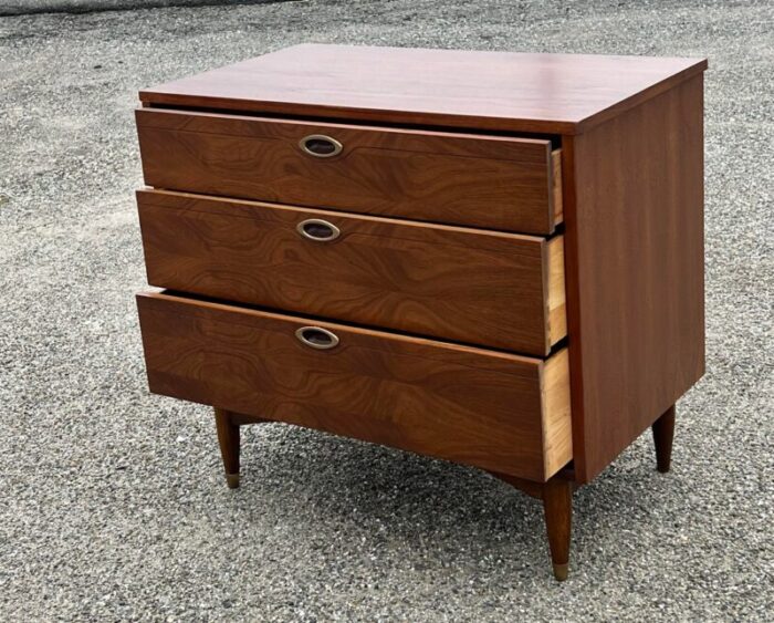 mainline by hooker walnut three drawer chest dresser newly refinished 9019