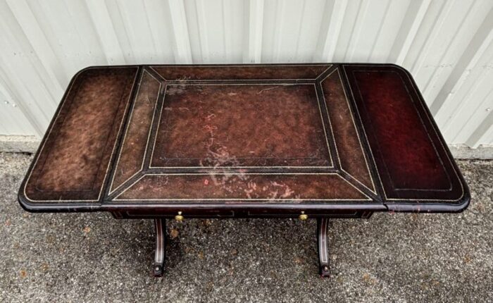 maitland smith style drop side leather writing desk 1553