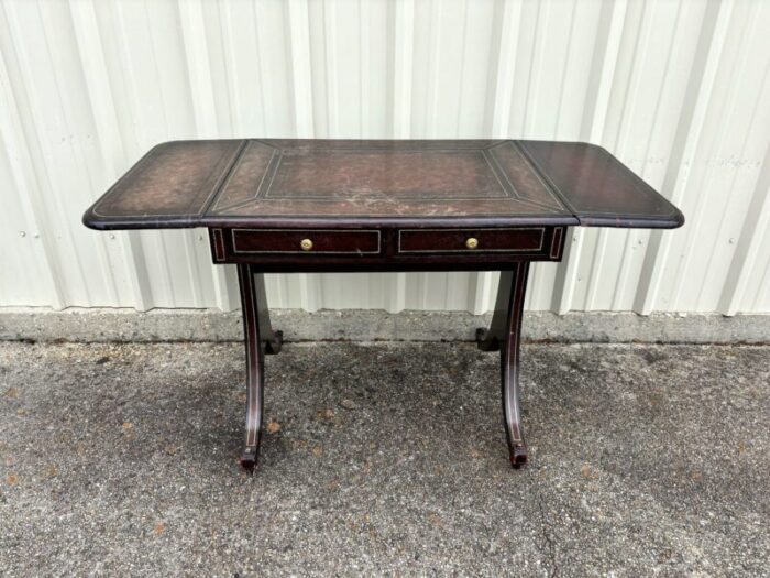 maitland smith style drop side leather writing desk 2694