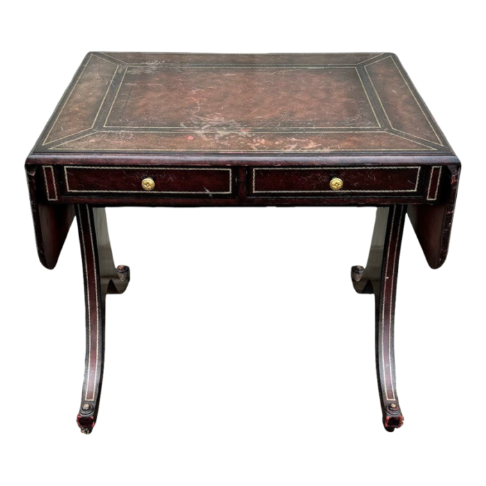 maitland smith style drop side leather writing desk 5271