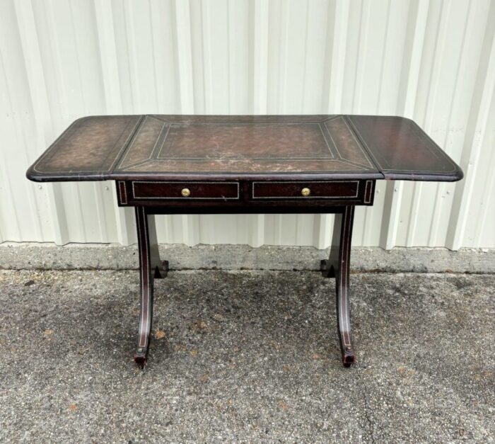 maitland smith style drop side leather writing desk 5362