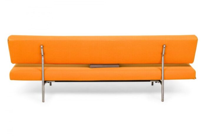 martin visser for spectrum mid century modern orange felt convertible sleeper sofa model br02 0552