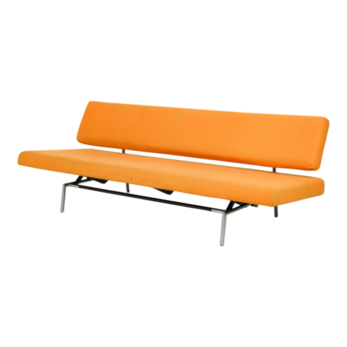 martin visser for spectrum mid century modern orange felt convertible sleeper sofa model br02 3851