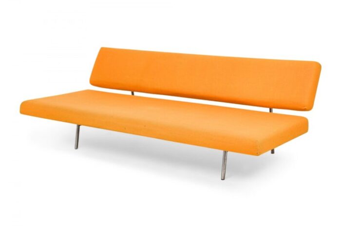 martin visser for spectrum mid century modern orange felt convertible sleeper sofa model br02 6061