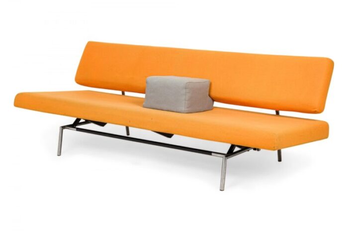 martin visser for spectrum mid century modern orange felt convertible sleeper sofa model br02 7506