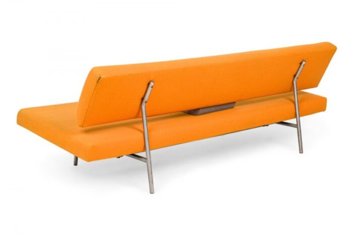 martin visser for spectrum mid century modern orange felt convertible sleeper sofa model br02 7666