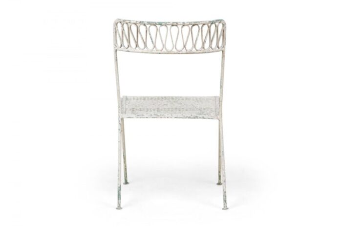 maurizio tempestini for salterini mid century ribbon wrought iron painted white dining chairs a pair 5095