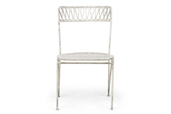 maurizio tempestini for salterini mid century ribbon wrought iron painted white dining chairs a pair 7687