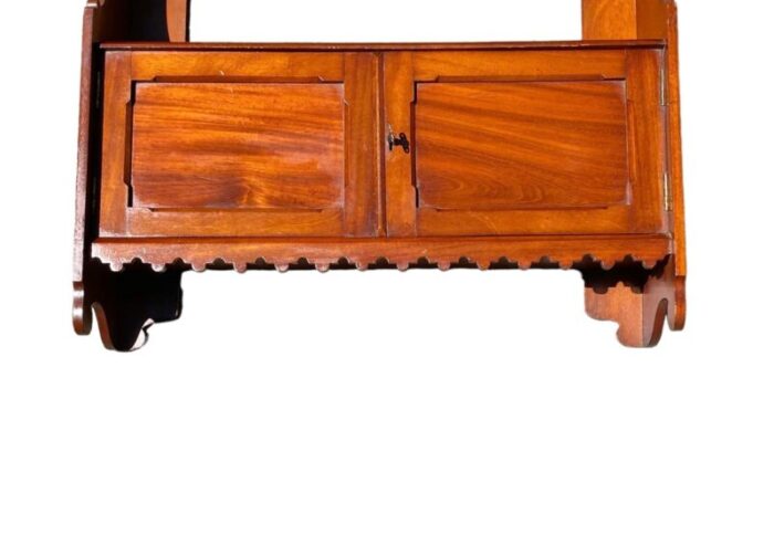 mid 19th century antique chippendale style mahogany wall cabinet or cupboard with display shelves 8427