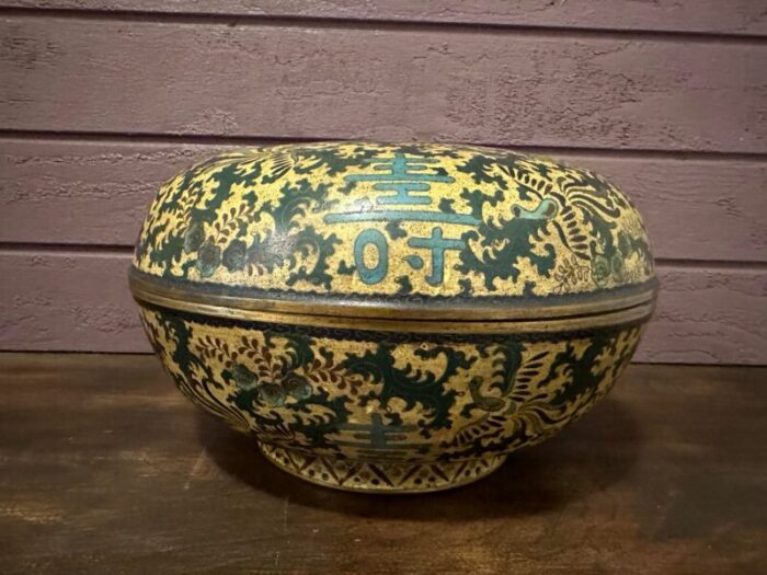 mid 19th century chinese cloisonne lidded bowl with a dragon 5881