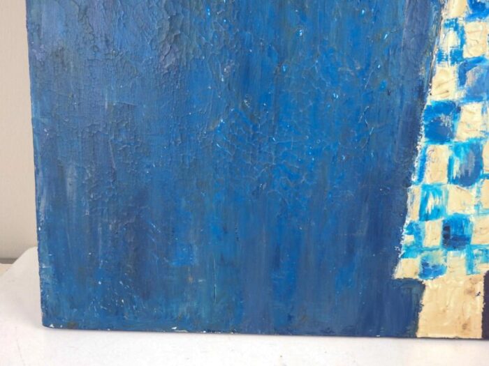 mid 20th century abstract blue still life painting 4830