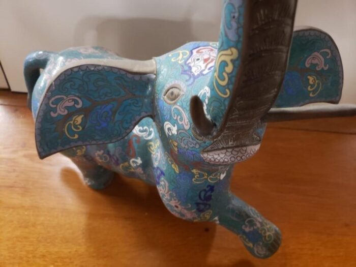 mid 20th century chinese cloisonne on brass elephant statue 6096