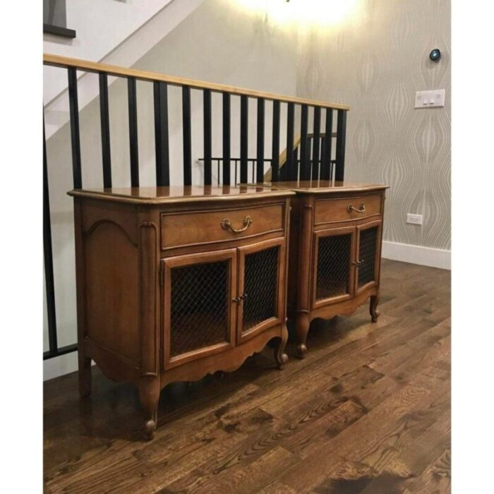 mid 20th century french provincial walnut nightstands by century furniture a pair 4239