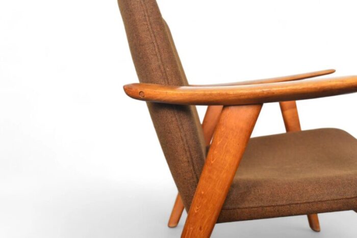 mid 20th century hans wegner jh517 buck lounge chair in oak 1891