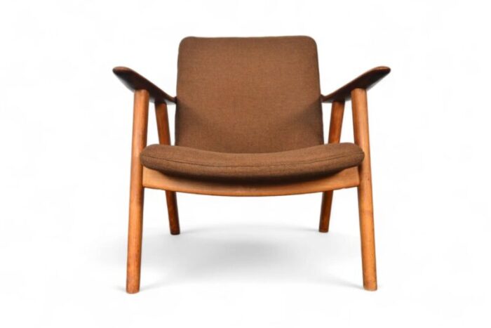 mid 20th century hans wegner jh517 buck lounge chair in oak 3336