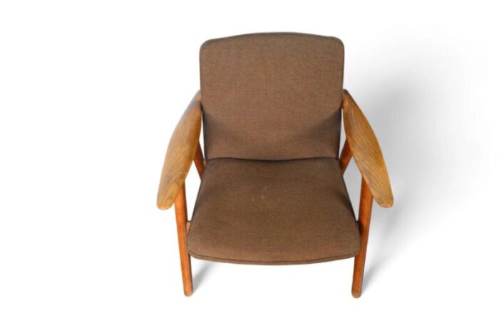 mid 20th century hans wegner jh517 buck lounge chair in oak 6368