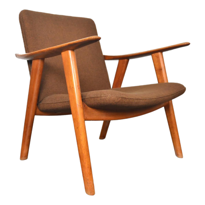 mid 20th century hans wegner jh517 buck lounge chair in oak 6836