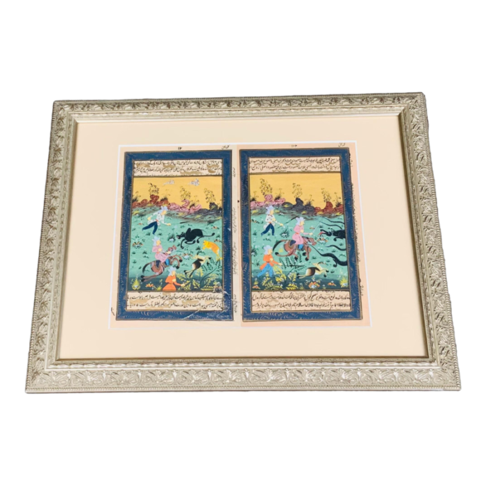 mid 20th century indo parisian style painting framed 6019