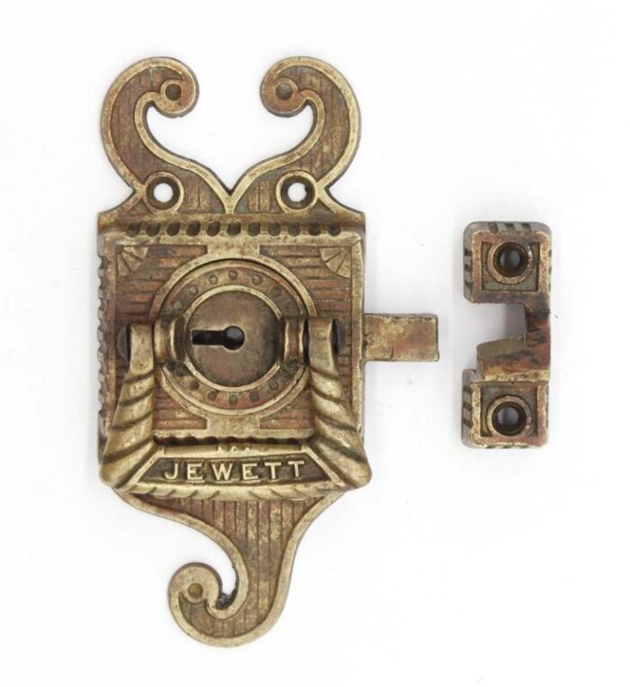 mid 20th century jewett bronze right hand ice box lock 5993