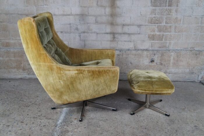 mid 20th century john stuart mid century modern danish wingback club lounge armchairs and ottoman 3 pieces 9726