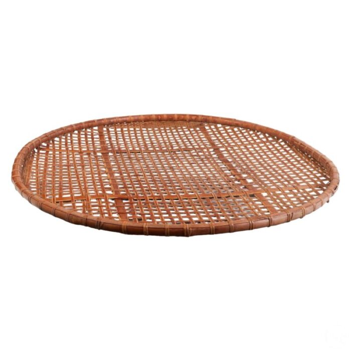 mid 20th century large vintage asian bamboo herb drying basket 5264