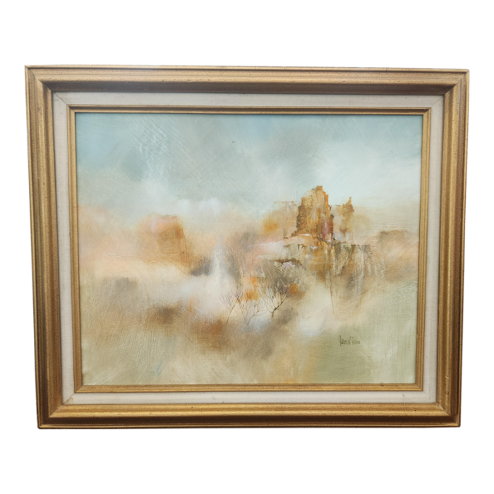 mid 20th century mid century abstract oil painting signed original framed 2091