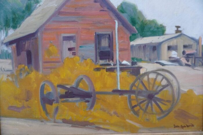 mid 20th century sam hyde harris rural barn scene oil painting on board framed 3267