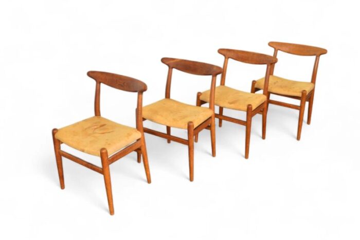 mid 20th century set of 4 hans wegner w2 dining chairs in solid oak 7146