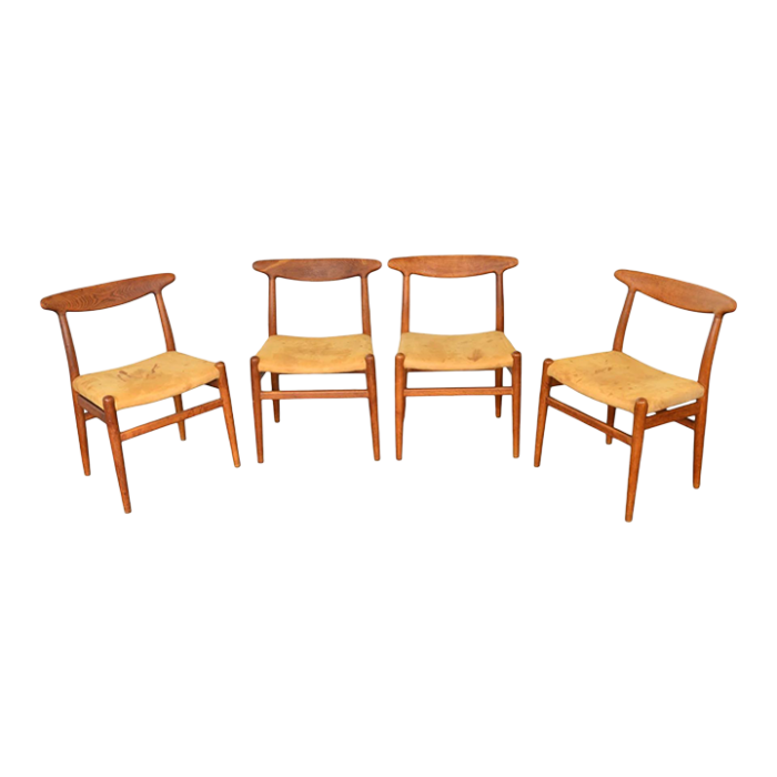 mid 20th century set of 4 hans wegner w2 dining chairs in solid oak 7165