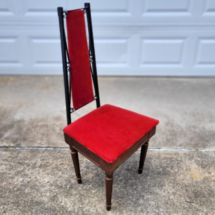 mid 20th century spanish revival metal and wood sewing chair with storage hollywood regency 2953