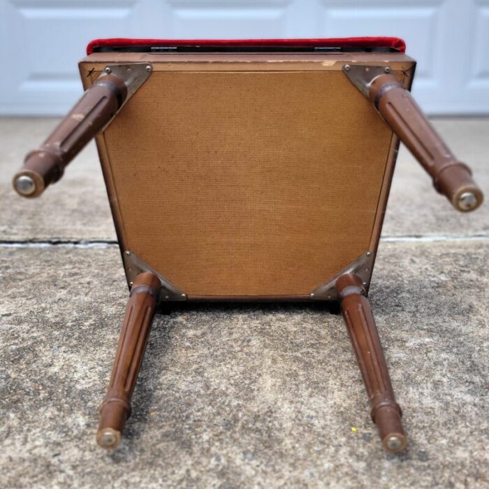 mid 20th century spanish revival metal and wood sewing chair with storage hollywood regency 6251