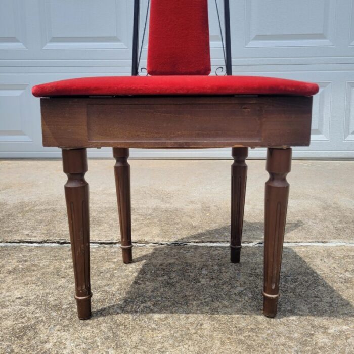 mid 20th century spanish revival metal and wood sewing chair with storage hollywood regency 9043