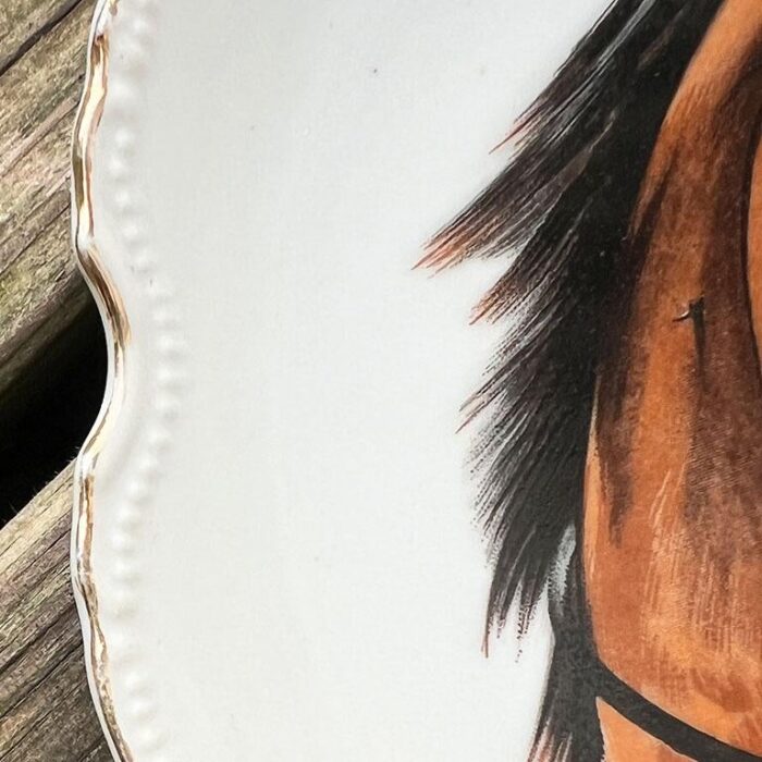 mid 20th century traditional round ceramic decorative horse plate 0682