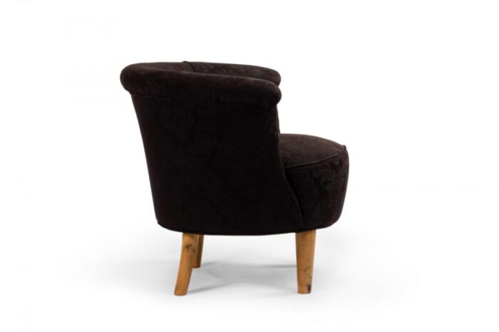 mid century black upholstered tub chair 0278