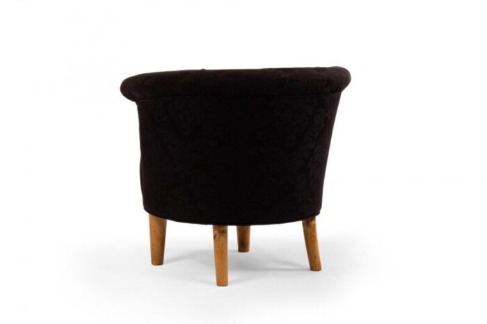 mid century black upholstered tub chair 2981