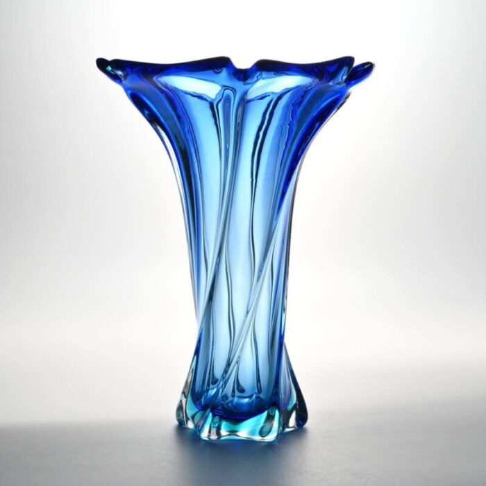 mid century blue sommerso murano glass vase 1960s 1