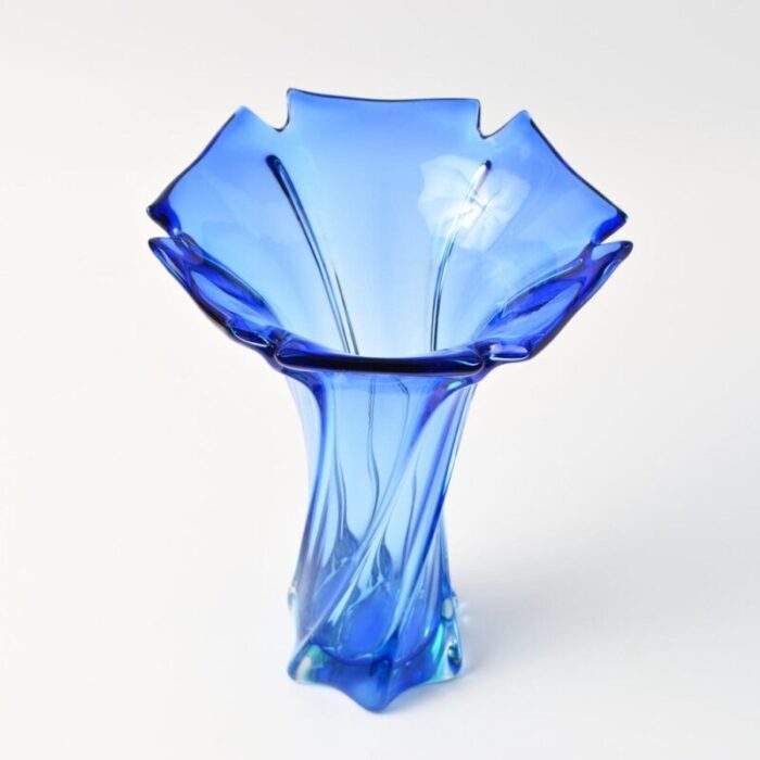 mid century blue sommerso murano glass vase 1960s 13