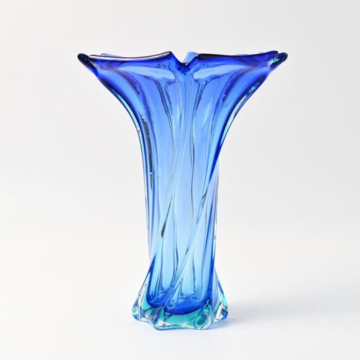 mid century blue sommerso murano glass vase 1960s 2