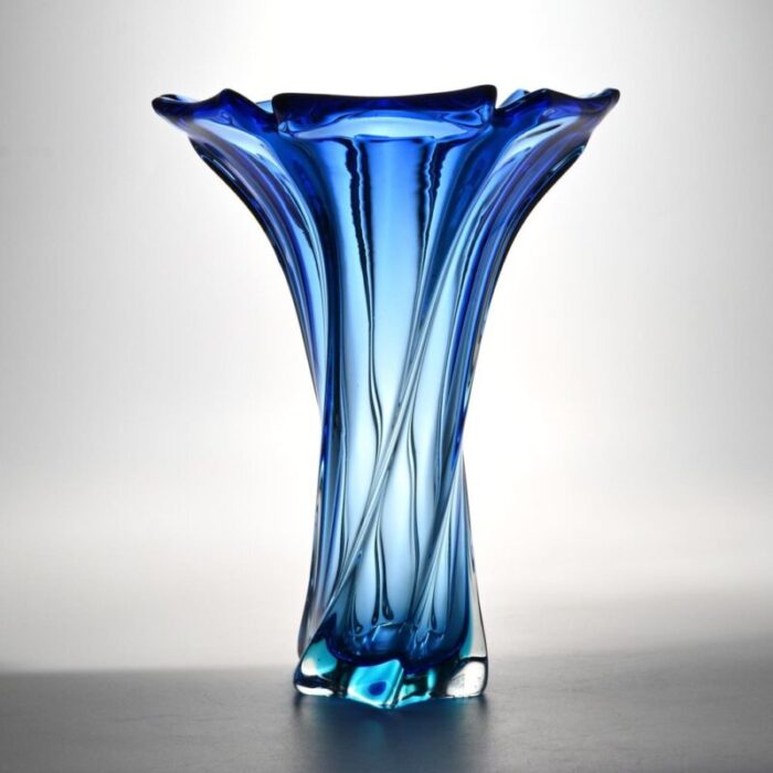 mid century blue sommerso murano glass vase 1960s 3