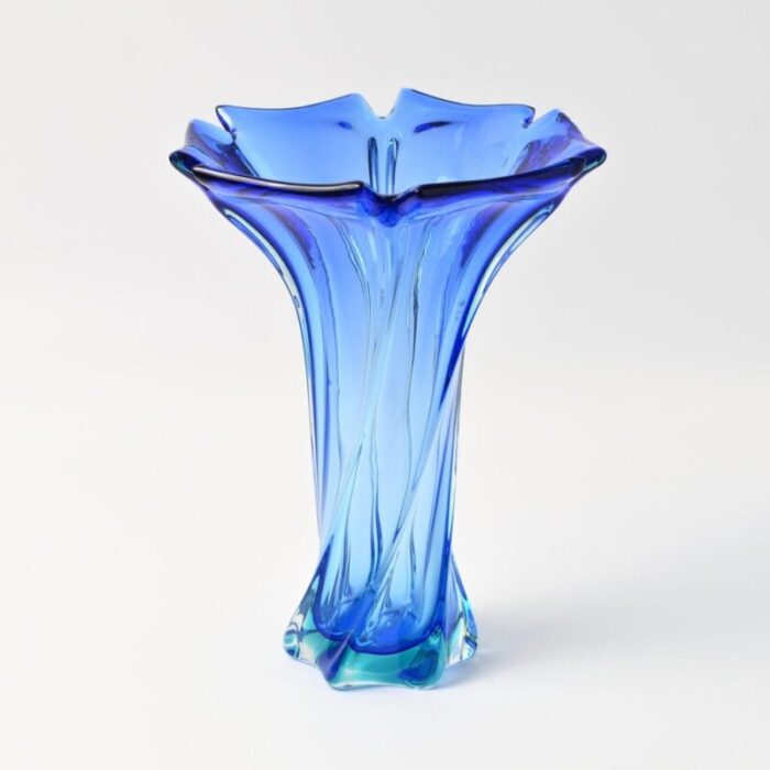 mid century blue sommerso murano glass vase 1960s 6