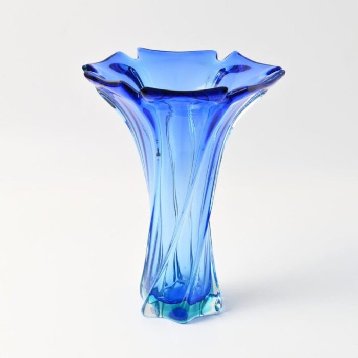 mid century blue sommerso murano glass vase 1960s 7