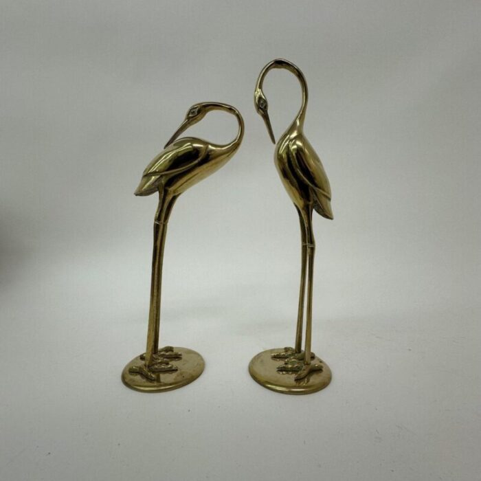 mid century brass birds 1970s set of 2 3