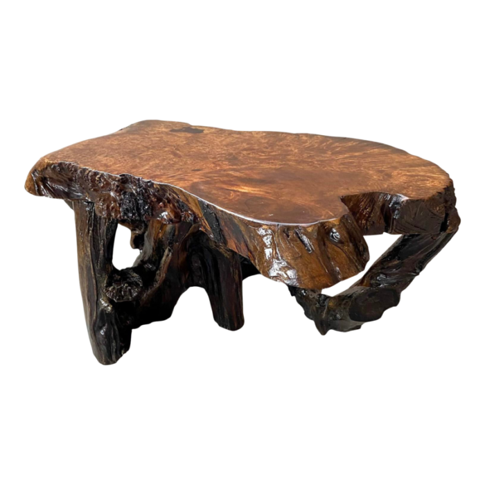 mid century burl wood live edge table 3630