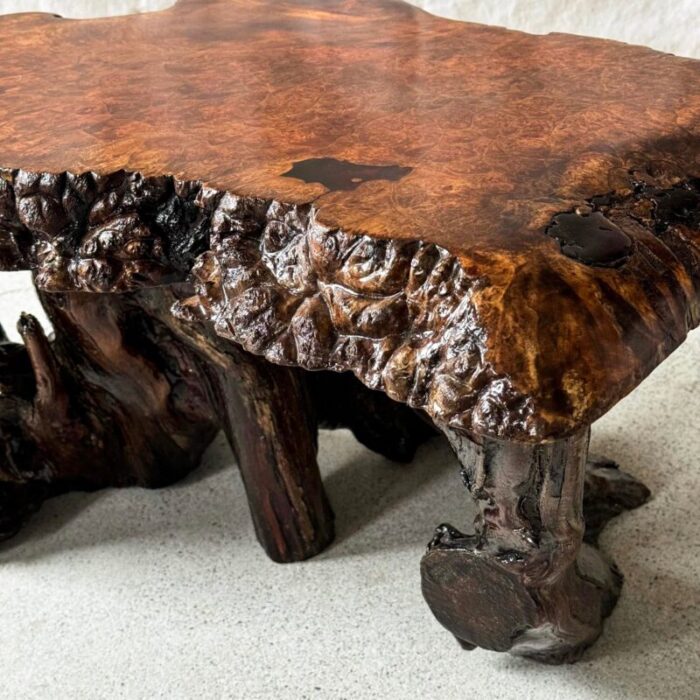 mid century burl wood live edge table 4493