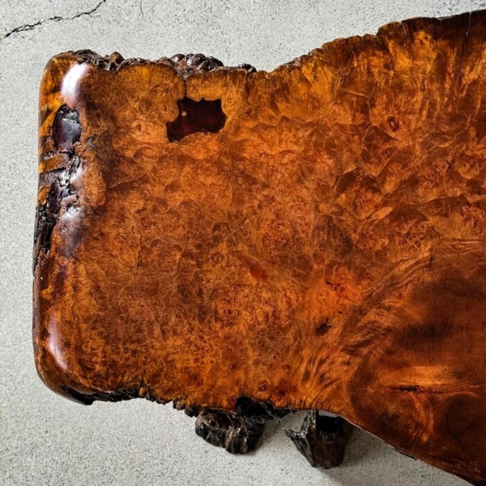 mid century burl wood live edge table 4977